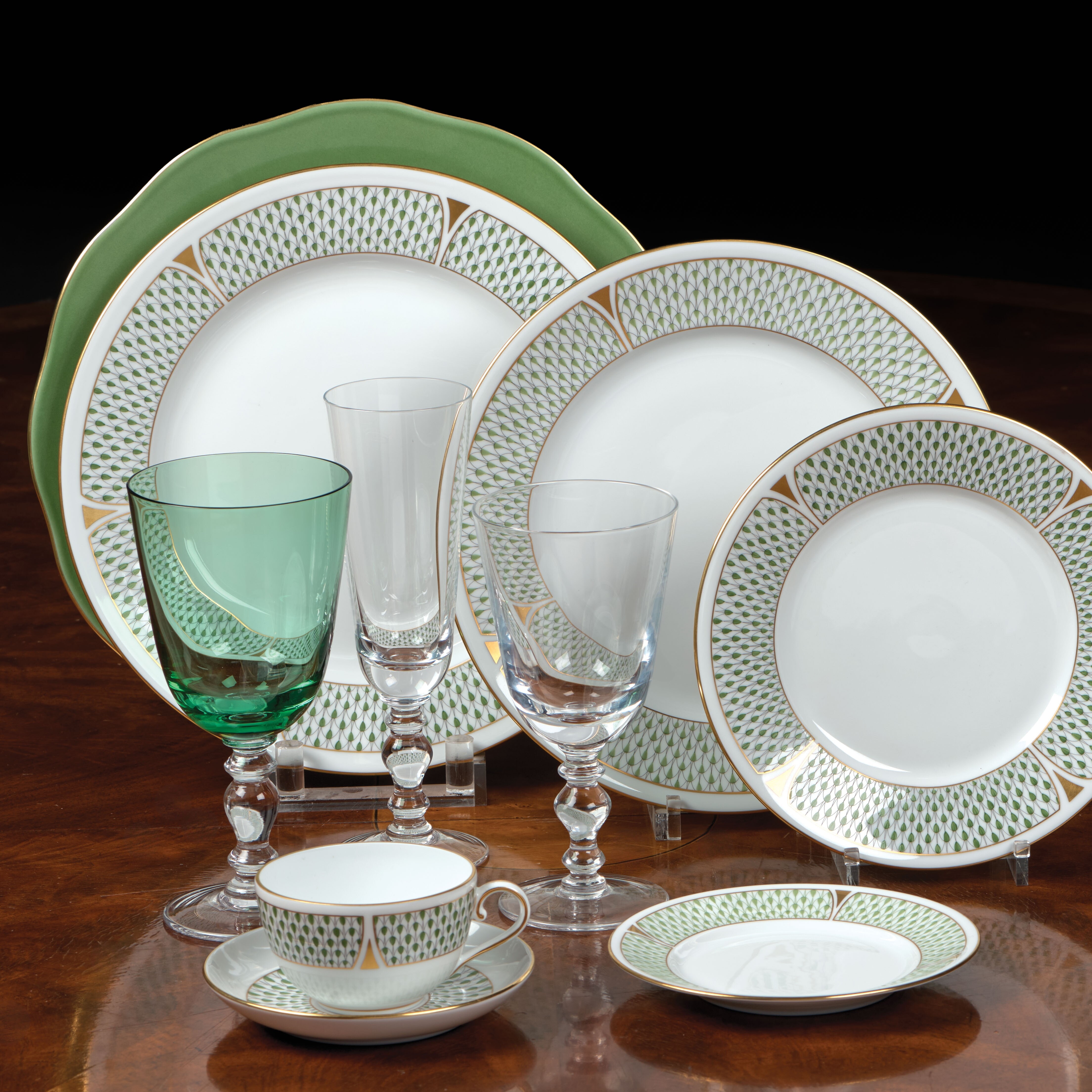Herend Art Deco, Forest Green